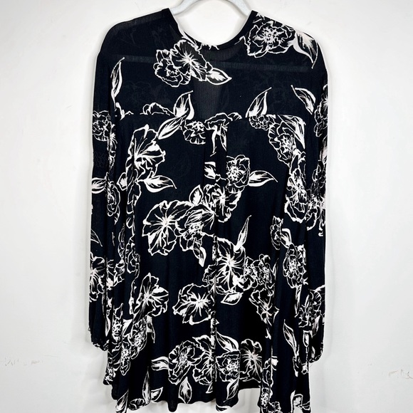 Free People Tree Swing Tunic Dress Black & White Floral Long Sleeve XS - Picture 5 of 12